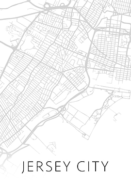 Jersey City Street Map BW