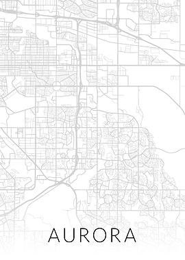 Aurora BW City Map Art