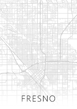 Fresno California BW Map