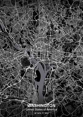 washington city map black