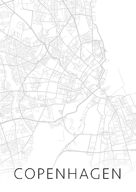Copenhagen Denmark BW Map
