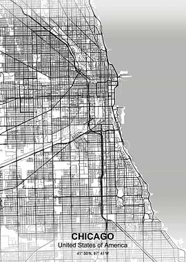 chicago city map white