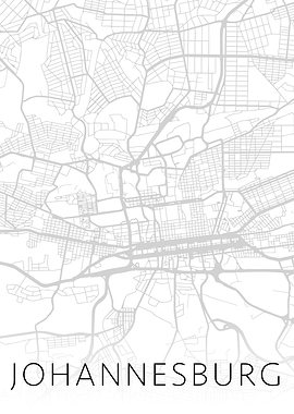 Johannesburg BW Map Art