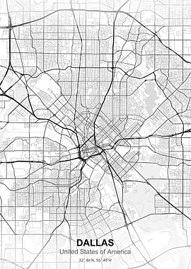 dallas city map white