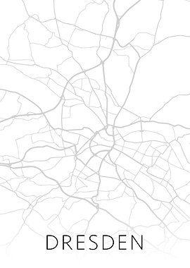 Dresden Germany BW Map Art