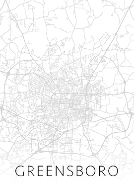 Greensboro NC City BW Map