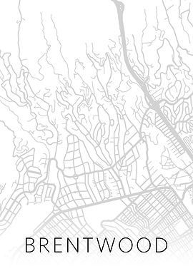 Brentwood Calif BW Map