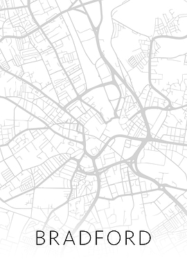 Bradford England BW Map