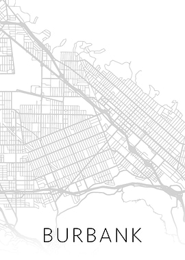 Burbank California BW Map