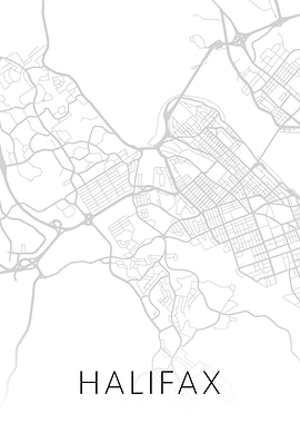 Halifax Canada BW Map Art