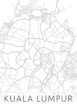 Kuala Lumpur City BW Map