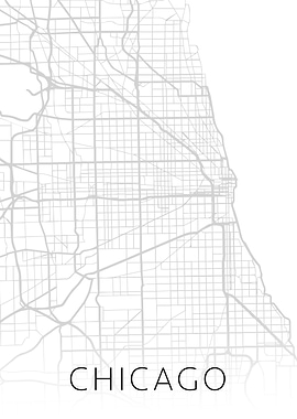 Chicago Illinois BW Map