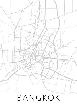 Bangkok Thailand BW Map