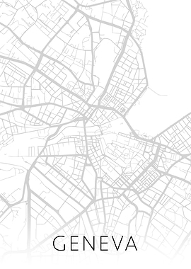 Geneva Switzerland BW Map