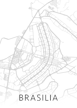 Brasilia Brazil BW Map