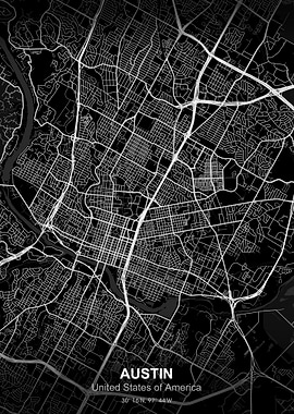 austin city map black