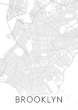 Brooklyn NY BW Map Art