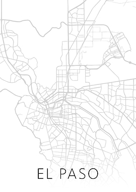El Paso Texas BW Map Art