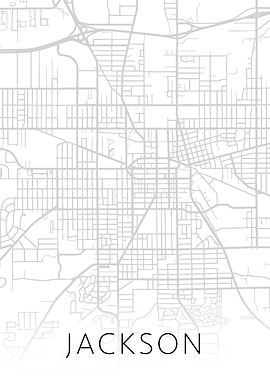 Jackson Mississippi BW Map