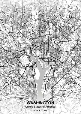 washington city map white