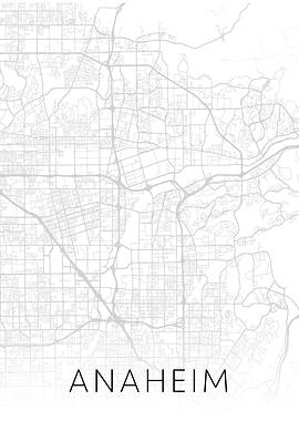 Anaheim California BW Map