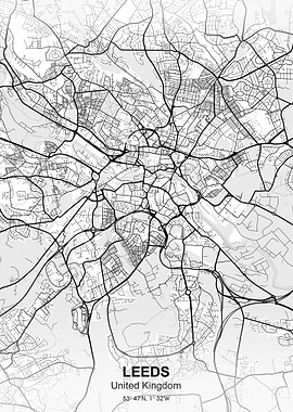 leeds city map white