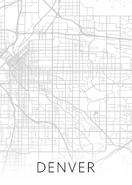 Denver Colorado BW Map Art