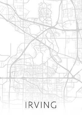 Irving Texas City BW Map