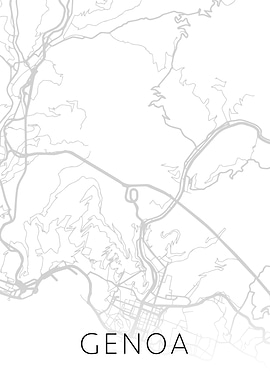 Genoa Italy City BW Map