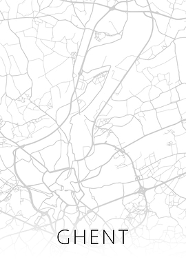 Ghent Belgium BW Map Art