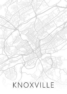 Knoxville Tennessee BW Map