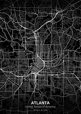 atlanta city map black