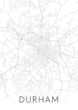 Durham NC BW Map Art