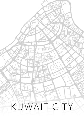 Kuwait City Street BW Map