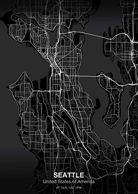 seattle city map black