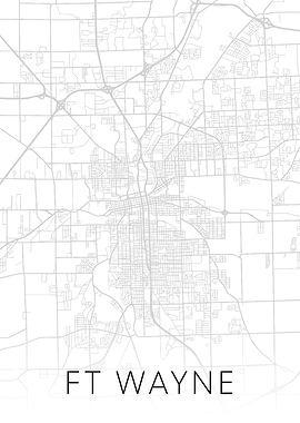 Ft Wayne Indiana BW Map