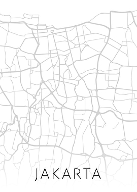 Jakarta Indonesia BW Map