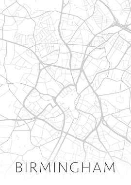 Birmingham UK BW Map
