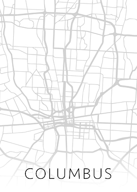Columbus Ohio BW Map Art
