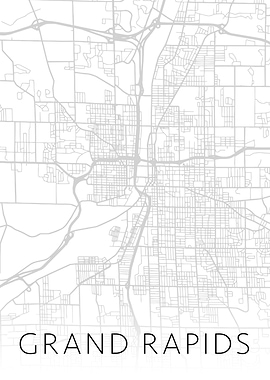 Grand Rapids MI BW Map Art