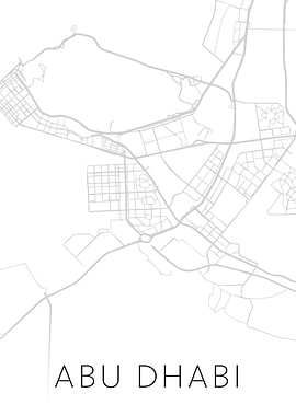 Abu Dhabi Black White Map
