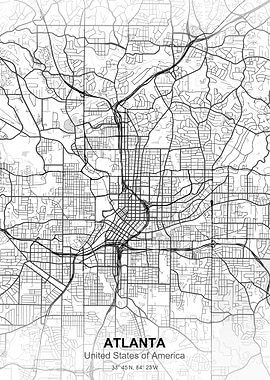 atlanta city map white