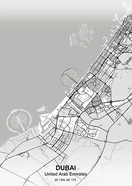 dubai city map white