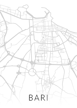 Bari Black and White Map