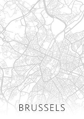 Brussels Belgium BW Map
