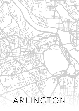 Arlington Texas BW Map Art