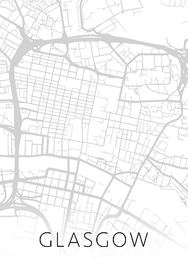 Glasgow Scotland BW Map