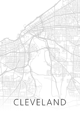 Cleveland Ohio BW Map Art