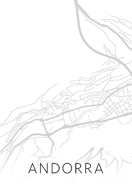Andorra Black White Map