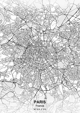 Paris city map white